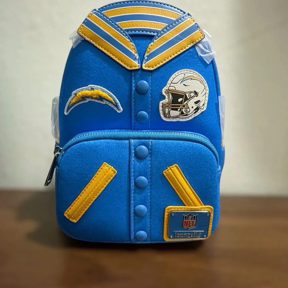 Loungefly X Los Angeles Chargers Mini Backpack LA Bolt‎ Varsity Jacket Style